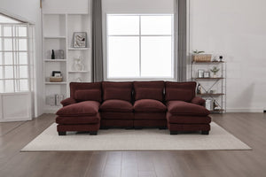 English Elm United We Win U Shaped Cloud Couch - Luxurious Chenille 4-Seat Sectional With Memory Foam & Storage W1568S00214-GIGA