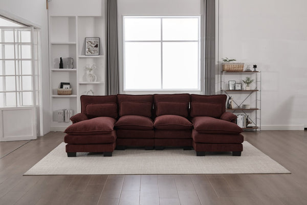 English Elm United We Win U Shaped Cloud Couch - Luxurious Chenille 4-Seat Sectional With Memory Foam & Storage W1568S00214-GIGA