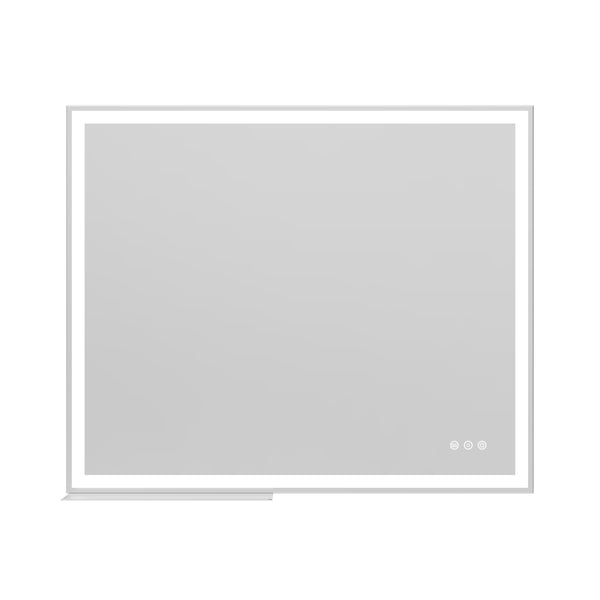 English Elm 30x36 LED Bathroom Mirror Silver Frame, Touch Dimmer, Anti-Fog, IP44 Waterproof, Tray Shelf, Smart Memory Lights W708P176757