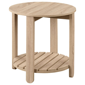 English Elm Altos Natural Round End Table With Slatted Shelf - Stylish Engineered Wood For Living Room & Patio B062P299831