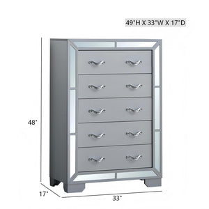 English Elm Murry Glam Five Drawer Chest with Mirror Fronts and Chrome Hardware for Bedroom B078P473040
