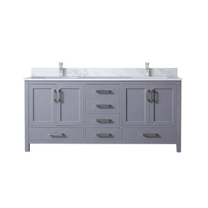 English Elm Dark Grey 72 in Double Bath Vanity with Carrara Marble Top, Soft-Close Drawers, Chrome Faucet Set and Ample Storage B2731P259102