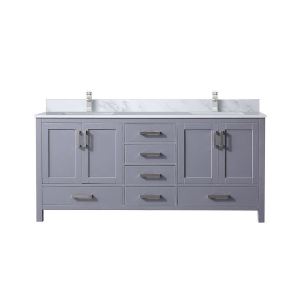 English Elm Dark Grey 72 in Double Bath Vanity with Carrara Marble Top, Soft-Close Drawers, Chrome Faucet Set and Ample Storage B2731P259102