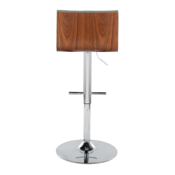 English Elm Contemporary Swivel Barstools with Tufted Seat Chrome Base Wood Back Set of 2 B202S00980