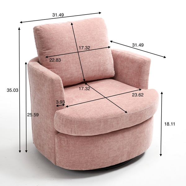 English Elm swivel Chenille Upholstered Office Chair with Metal Turntable, Breathable Durable Wood Frame for Comfort and Style Pink W2120P322756
