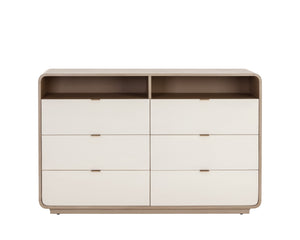 Sunpan Kayden Dresser: Timeless Acacia Wood Charm with Oyster Shagreen Drawers & Antique Brass Hardware