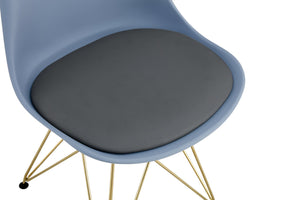 English Elm Modern Dining Chairs Set Of 4 - Stylish Grey Shell Lounge Seat With Golden Steel Legs For Home & Office W370P207512