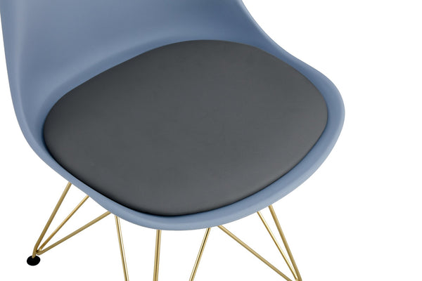 English Elm Modern Dining Chairs Set Of 4 - Stylish Grey Shell Lounge Seat With Golden Steel Legs For Home & Office W370P207512