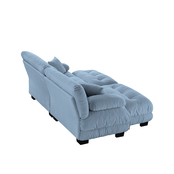 English Elm Cloud Comfort Sleeper Sofa - Elegant Chenille 2-Seater With Lumbar & Throw Pillows, 2 Ottomans W714S01081