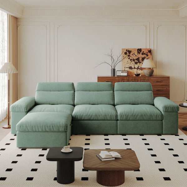 English Elm This modular cloud sofa offers adjustable reclining back, down-filled cushions, hidden storage and plush comfort for modern spaces Dark Green W3820S00006