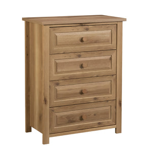 English Elm 4-Drawer Chest with Safety Interlock, Brown Engineered Wood, Compact 4-Drawer Storage for Home Decor B356P354463