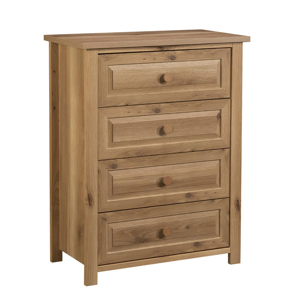 English Elm 4-Drawer Chest with Safety Interlock, Brown Engineered Wood, Compact 4-Drawer Storage for Home Decor B356P354463