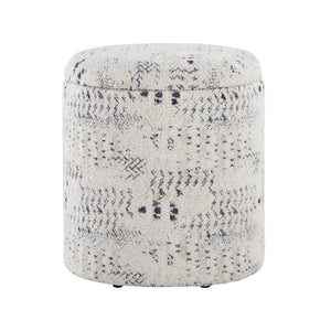 English Elm 18" Cotton Textured Storage Ottoman Chunky High Pile Footrest for Living Room Ivory B202P471516