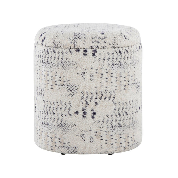 English Elm 18" Cotton Textured Storage Ottoman Chunky High Pile Footrest for Living Room Ivory B202P471516