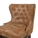 English Elm Holmes Tufted High-Back 360 Swivel Counter-Height Barstool, Tan Brown Faux Leather