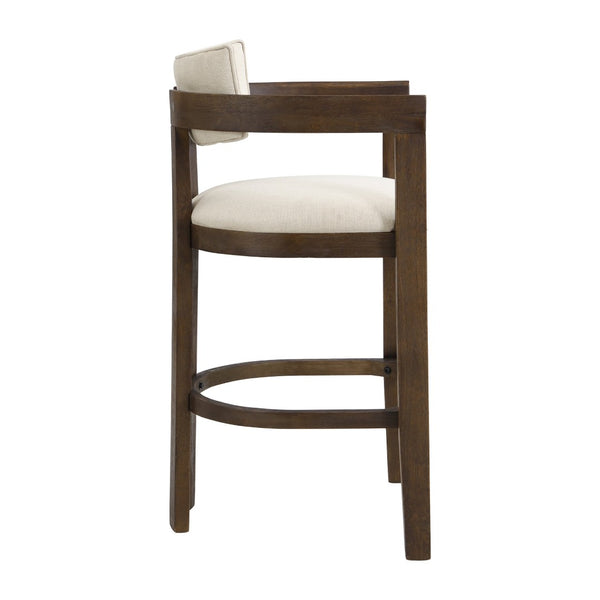 English Elm 30" Rubberwood Upholstered Barstools with Arms Mid-century Style for Kitchen Island Set of 2 Beige,Walnut N771P361772T