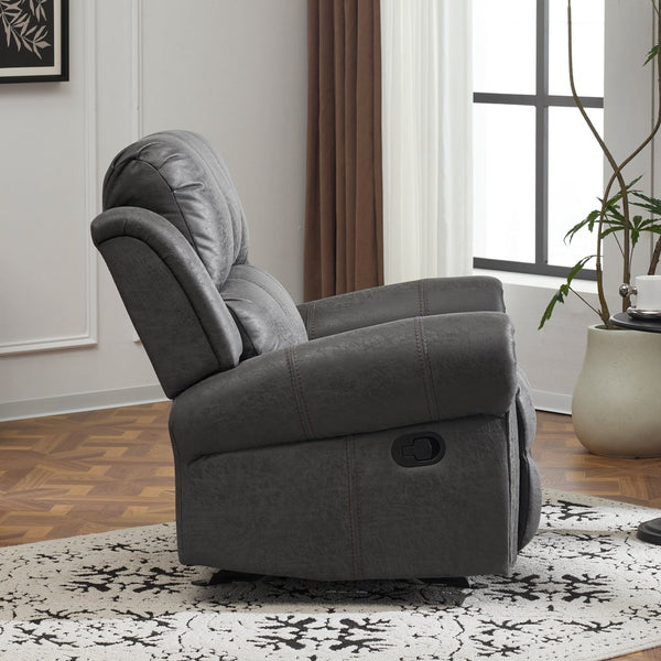 English Elm Christopher Knight Home® - 40.75" Wide Suede Manual Glider Recliner Chair with Rolled Arms, Microfiber Comfort & Infinite Positions Slate N763P264499E