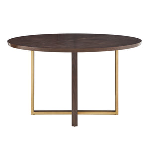 Homelegance Avesbury Oak Veneer Round Dining Table with Gold Accents for Modern Spaces 167ES-54RD
