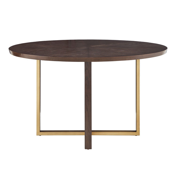 Homelegance Avesbury Oak Veneer Round Dining Table with Gold Accents for Modern Spaces 167ES-54RD