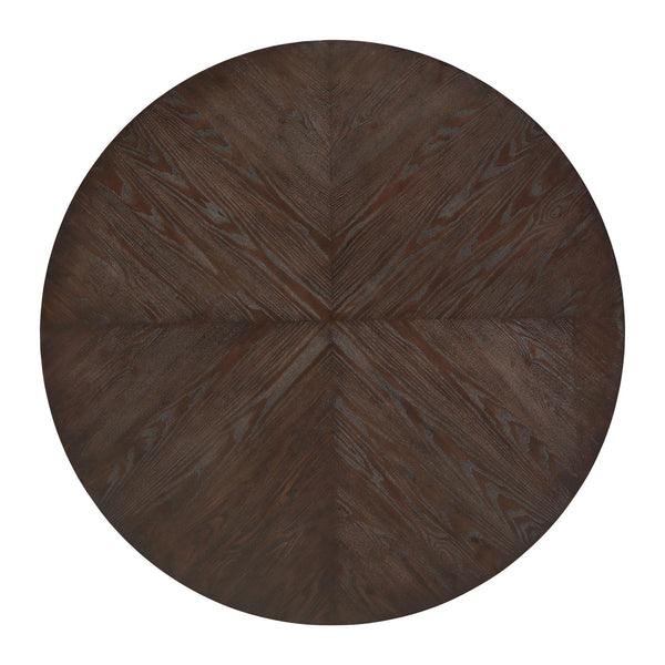 Avesbury Oak Veneer Round Dining Table with Gold Accents for Modern Spaces