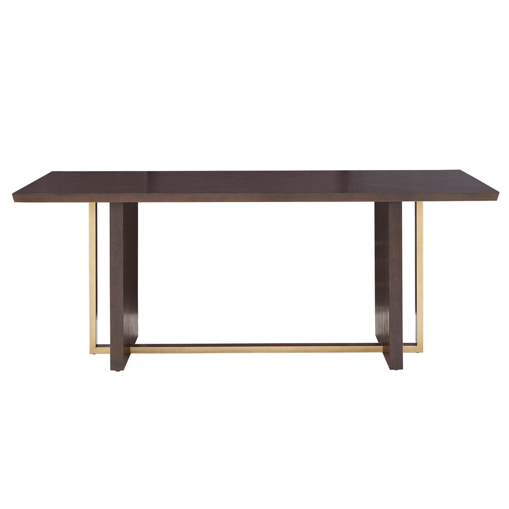 Homelegance Avesbury Oak Veneer Dining Table with Gold Accent Iron Frame Seats Four 167ES-78