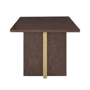 Avesbury Oak Veneer Dining Table with Gold Accent Iron Frame Seats Four