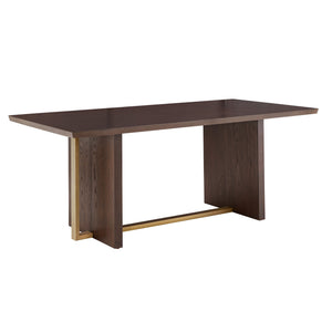 Avesbury Oak Veneer Dining Table with Gold Accent Iron Frame Seats Four