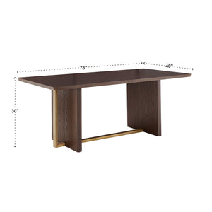 Avesbury Oak Veneer Dining Table with Gold Accent Iron Frame Seats Four