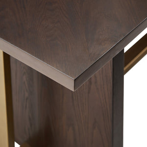 Avesbury Oak Veneer Dining Table with Gold Accent Iron Frame Seats Four