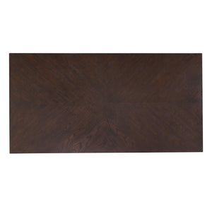 Avesbury Oak Veneer Dining Table with Gold Accent Iron Frame Seats Four