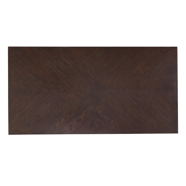 Avesbury Oak Veneer Dining Table with Gold Accent Iron Frame Seats Four