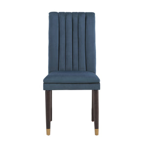 Homelegance Avesbury Velvet Dining Chair with Channel Tufted Back and Gold Accent Legs Blue 167ESC-BUV