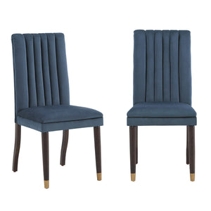 Avesbury Velvet Dining Chair with Channel Tufted Back and Gold Accent Legs
