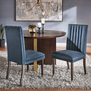 Avesbury Velvet Dining Chair with Channel Tufted Back and Gold Accent Legs