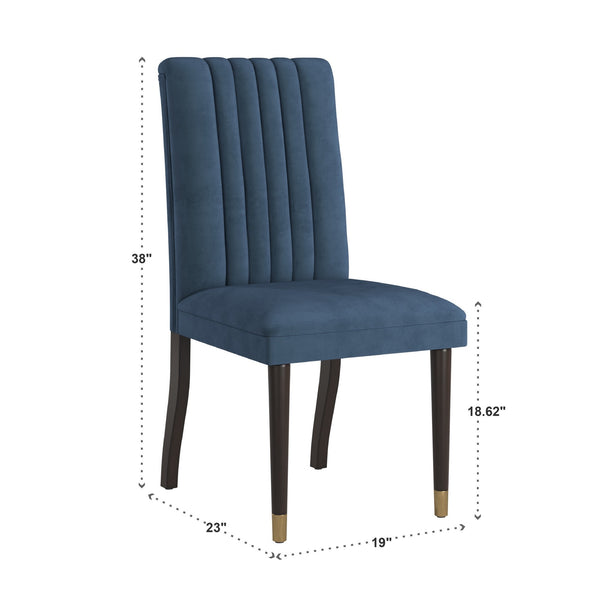 Avesbury Velvet Dining Chair with Channel Tufted Back and Gold Accent Legs