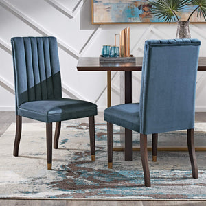 Avesbury Velvet Dining Chair with Channel Tufted Back and Gold Accent Legs