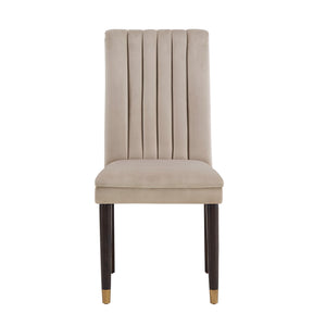 Avesbury Velvet Dining Chair with Channel Tufted Back and Gold Accent Legs