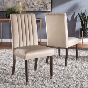 Avesbury Velvet Dining Chair with Channel Tufted Back and Gold Accent Legs