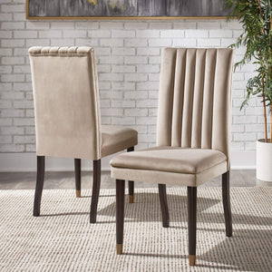 Avesbury Velvet Dining Chair with Channel Tufted Back and Gold Accent Legs