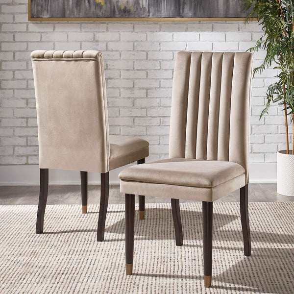 Avesbury Velvet Dining Chair with Channel Tufted Back and Gold Accent Legs