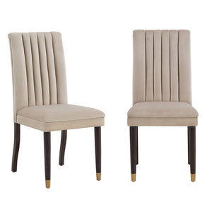 Avesbury Velvet Dining Chair with Channel Tufted Back and Gold Accent Legs