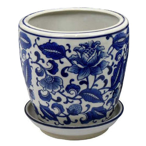 English Elm Kerry Blue Floral White Ceramic Planter Collection Four Graduated Pots for Indoor Garden Display B056P416864