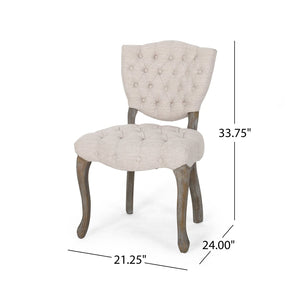 English Elm Kd Button Tufted Dining Chairs Set of 2 Rubberwood Scrolled Legs Vintage Style 61624.00FBGE