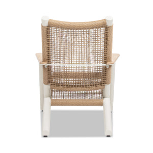 English Elm Jennifer Taylor Home - Atlas Adirondack Chair Natural Beige | All-Weather Wicker, Teak Armrests, Rust-Resistant Aluminum, Relaxed Recline Comfort B2719P320846