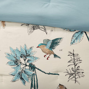 English Elm 7 Madison Park Quincy Cotton Twill Comforter Set Khaki Cal King – 7pc Leaf & Bird Print, OEKO‑TEX Certified Cottage Luxe B03597226