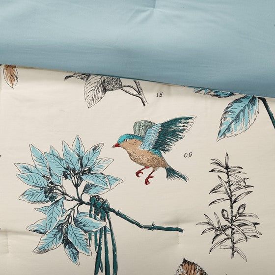 English Elm 7 Madison Park Quincy Cotton Twill Comforter Set Khaki Cal King – 7pc Leaf & Bird Print, OEKO‑TEX Certified Cottage Luxe B03597226