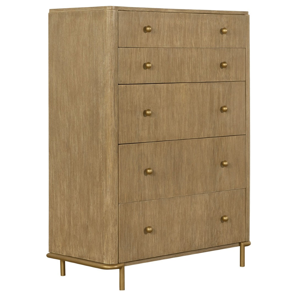 English Elm Stevie 5-Piece Mid-Century Modern Bedroom Set With Upholstered Bed, Usb Ports & Vintage Charm B062S01179-GIGA
