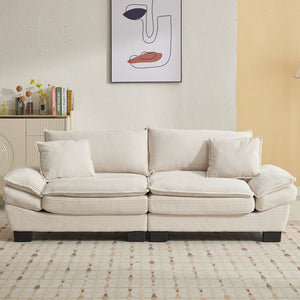 English Elm Corduroy Stylish Sleeper Sofa Loveseat with Dual-Layer Cushions & Two Support Pillows, Sturdy Frame Beige W676P184129