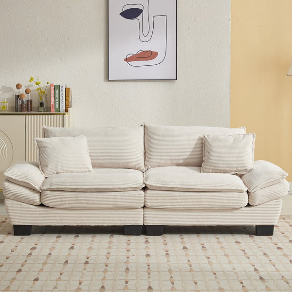 English Elm Corduroy Stylish Sleeper Sofa Loveseat with Dual-Layer Cushions & Two Support Pillows, Sturdy Frame Beige W676P184129