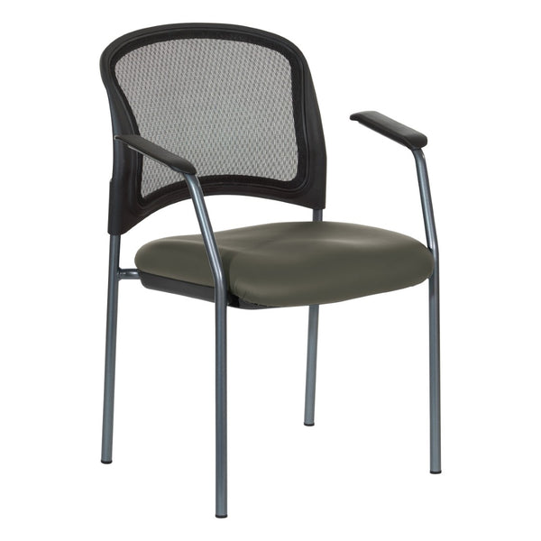 OSP Home Furnishings Progrid Mesh Back Stackable Chair with Titanium Frame for Conference Rooms Graphite 86710R-R111
